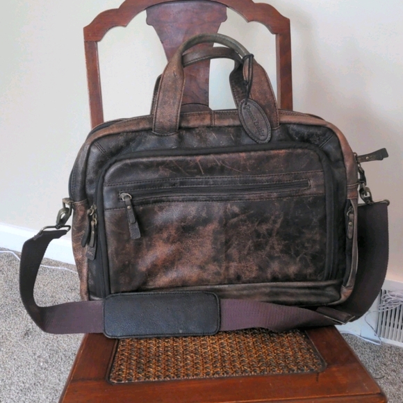 Black Rivett Brown Leather Laptop Bag. - Picture 5 of 12